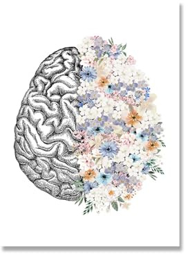 Supkancl Anatomia Arte Medicina Tela Pittura Organi Floreali Cuore Polmone Poster Stampa Studente Istruzione Ospedale Immagine Decorazione Moderna(Picture 3,15x20cm No Frame)