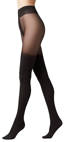 Conte elegant Chance 50 den Collant da Donna con Effetto Parigine in Microfibra Design Reggicalze Spessi Elastici con Tassello in Cotone Lycra Moda Resistente, Nero