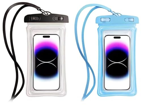 ZUWIJEQ 2 Pezzi Custodia Impermeabile Smartphone, Cover Subacquea Universale per iPhone 16 15 14 Samsung Xiaomi fino a 7.2 Pollici, Sacchetto Impermeabile Trasparente per Mare Piscina Snorkeling