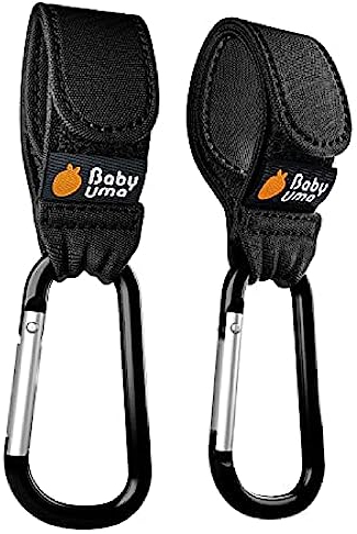 Baby Uma Kinderwagen Haken für Taschen (2er-Pack) - Universelles Kinderwagen Zubehör, Karabinerhaken Groß & Rutschfest, 5 kg Belastbarkeit pro Karabiner