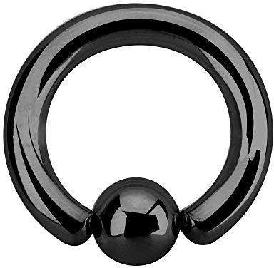 Treuheld® Klemmring Piercing BCR Ring - Schwarz - Edelstahl/Chirurgenstahl - Dick & Groß - Klemmkugelring - 2x8mm