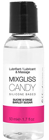 MIXGLISS CANDY, Premium 2-in-1 Massageöl und Gleitgel auf Silikonbasis, Gerstenzucker, 50ml