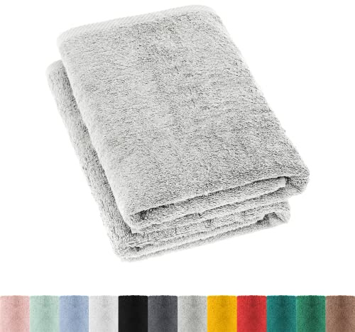 BaSaTex Frottee Duschtuch, 2er Pack, 70x140 cm, Grau | 100% Baumwolle, Made in Green, Aufhängeschlaufe, Saugstark und Weich