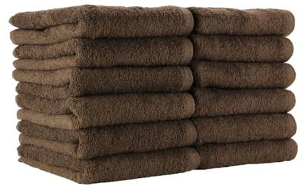 Arkwright Bleach Proof Salon Towels - Pack of 12 - Highly Absorbent, 100% Cotton, Quick Dry Spa Face Towel for Hair Stylist, Barber, Pedicure, and Esthetician, 16 x 27 in, Brown