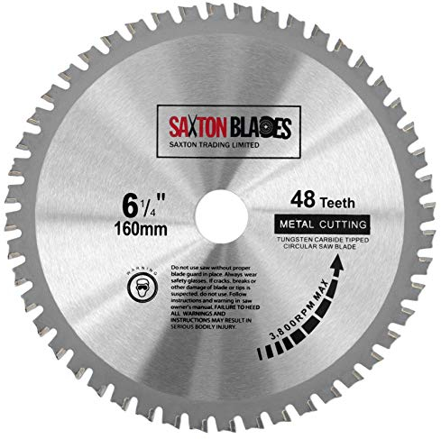TCT16048TMB Saxton TCT Circular Steel Aluminium Copper Metal Saw Blade 160mm x 48T for Festool Bosch Makita Dewalt Fits 165mm Saws