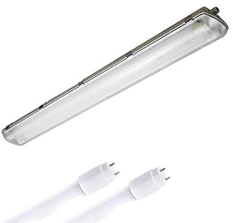 ELG Leuchten LED Feuchtraumleuchte 120cm 2x15,6W Hochwertige Glas LED Röhren 3000K Warmweiß 2x2300lm IP66 Kellerleuchte Arbeitsleuchte Deckenleuchte Werkstattleuchte Industrieleuchte Nassraumleuchte