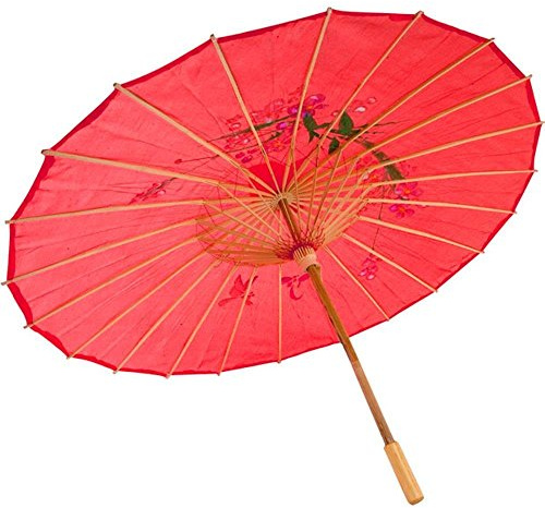 JapanBargain 2161, 32 Chinese Parasol Japanese Wagasa Sun Shade Umbrella Beach Umbrella for Cosplay Photography Dancing Wedding Party and Home Decoration, Red Color, Pack of 3