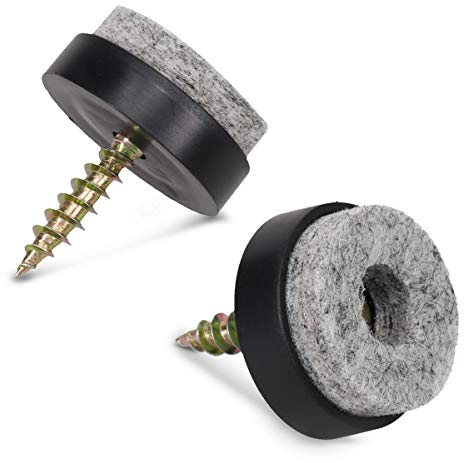 Navaris 50x Filzgleiter mit Schraube Stuhlgleiter - Bodenschutz Gleiter 20mm rund - Schutz für Möbel Stühle Parkett Laminat - Möbelgleiter Schwarz