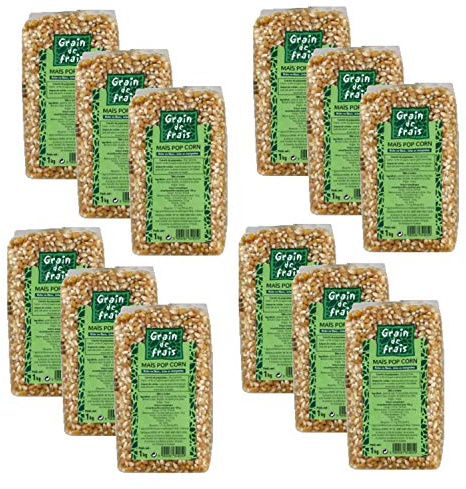 Lot 12x Maïs pop corn France - Grain de Frais - paquet 1kg