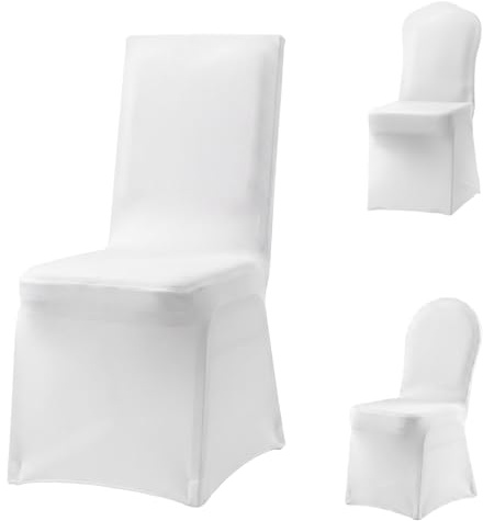 LARS360 100 Stück Stuhlhussen Stretch Weiß, Elastische Stuhlbezüge Universal aus Polyester, Waschbar & Wiederverwendbar, Hussen für Hochzeit, Bankett, Restaurant, Hotel, Catering, Party & Events