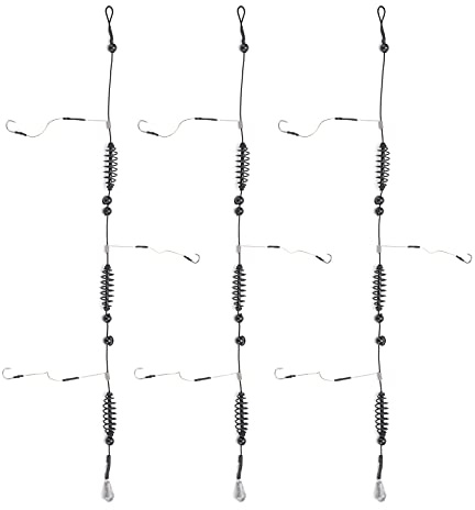 3 Pièces 3 Crochets Plates-Formes de Poisson Plat Cage Piège Ensemble de Panier et Mangeoire de Pêche Matériel de Pêche pour Poisson Plat Sole Plie(15g)