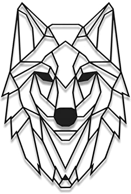 teileplus24 DS05 Wanddeko Metall | Wandbild | Metallbild | Geometrische Wandkunst | 40 x 58 cm, Farbe:Wolf 3D Schwarz