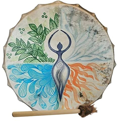 MSLing Tibetansk sångskål set för yoga meditation tibetansk klangskål med graveringar sibirisk shamantrumma, shamantrumma sibirisk trumma spökmusik handgjord shamantrumma