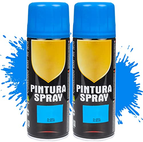 Etrexonline Pintura Spray Multicolor Profesional 400ml Adecuado Metal Madera y Plástico - Color Azul fluorescente (Paquete de 2)