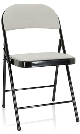 hjh OFFICE Klappstuhl TUDELA I, Metallgestell, Samt, Weiß | Gepolstert, Besucherstuhl, Faltstuhl klappbar, Bis 130kg belastbar