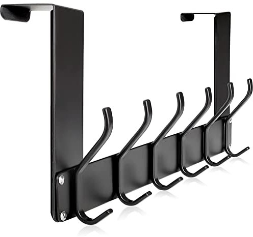 KEOAMG Foldable Over The Door Hook, No Assembly Required Door Hanger Hook, Sturdy Over The Door Coat Rack, Over Door Hanger Door Hooks for Hanging Clothes, Towels, Hats, Matte Black