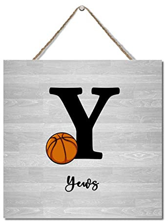 Wood Sign Basketball Personalized Gift Monogram Y Bedroom Wall Decor Wooden Kitchen Decor Sign Custom Basketball Xmas Vintage Wall Door Art Sign Hanging Wood Sign Playroom Sign 12x12in
