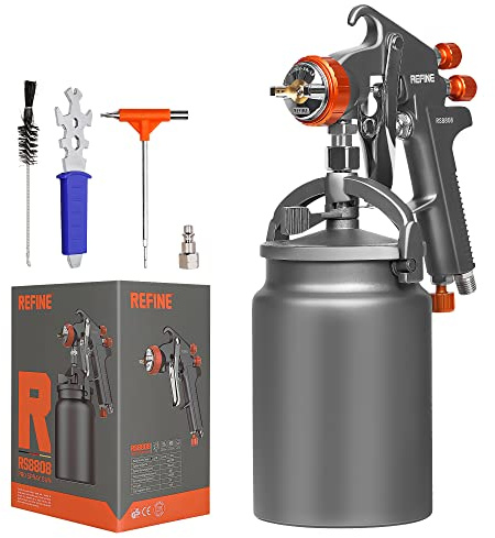 REFINE Siphon Feed Air Spray Paint Gun 1.8mm Nozzle & 1000cc Aluminum Cup