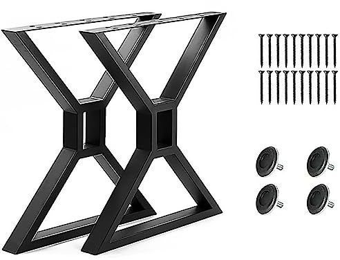Fayelong Set di 2 gambe per tavolo in acciaio con telaio a X, 70 cm x 60 cm, gambe resistenti per mobili da pranzo, panca, scrivania del computer, tavolino da caffè, fai da te industriale