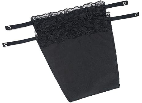 Desenda 2pcs Lady Lace Clip-on Mock Camisole Bra Insert Overlay Modesty Panels for Low Cut Tops Perfect for Covering Up No Embarresing Moments (Black)