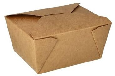 Générique 40 boites repas américaines rectangulaires 3000 ml en carton kraft brun avec système de fermeture à rabat