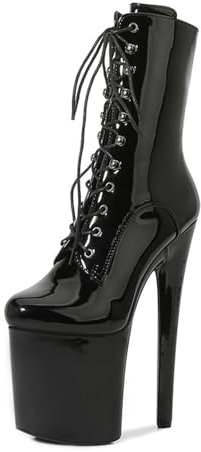 Große Größe Pole Dance Schuhe 20 cm Super High Heel Ritter Stiefel Nachtclub Bühne High Heel Stiefel Stiletto Stiefel,Schwarz,37 EU