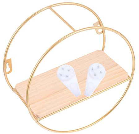 DECHOUS Nordisches Wandregal Aus Metall Rundes Goldfarbenes Lagerregal Wandmontiertes Aufbewahrungssystem Für Wohnzimmer Küche Schlafzimmer Stanzfreies Montage Design Platzsparend Vielseitig