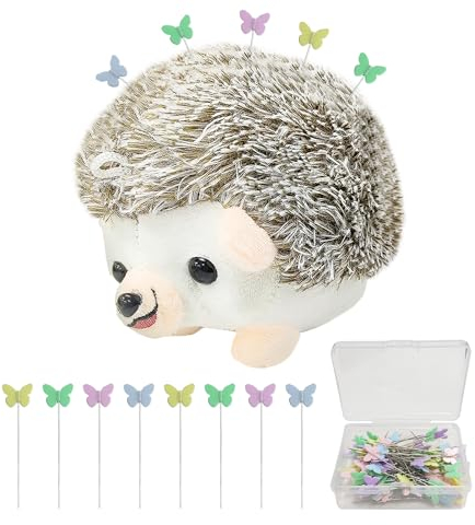 NyxSeat 1 Nadelkissen in Igelform mit 100 Schmetterlingskopf-Positionierungsnadeln und 1 Aufbewahrungsbox, Nähmaschinenzubehör für die Schmuckherstellung, Stickerei und Heimwerkerarbeiten