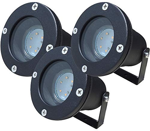 ETT Distribution GmbH LED Boden Aufbaustrahler Sophie 3 x 3W SMD Bodenspot 230V IP65 Farbe Schwarz inkl. Erdspieß 3000K Warmweiß 250lm
