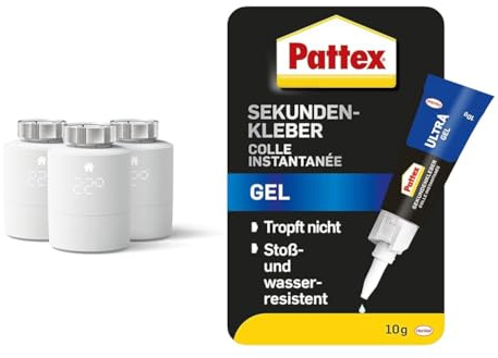 tado° smartes Heizkörperthermostat 3er-Pack – WiFi Zusatzprodukt als Thermostat für Heizung und Digitale Einzelraumsteuerung per App & Pattex Sekundenkleber Ultra Gel