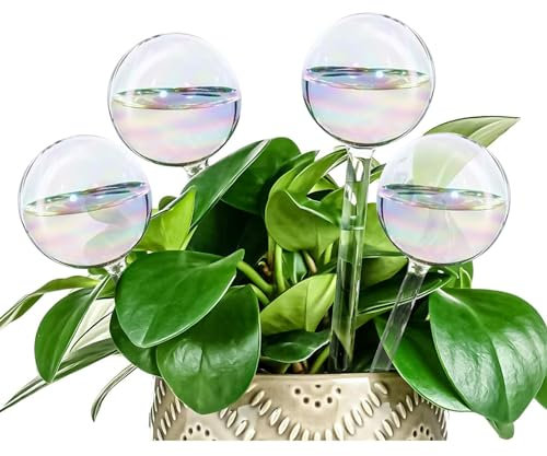 HurLuksi 4Pcs Plant Watering Globes, Self Watering Globes, Colorful Glass Plant Watering Devices, Automatic Watering Bulbs for Indoor and Outdoor Plants Accessories.
