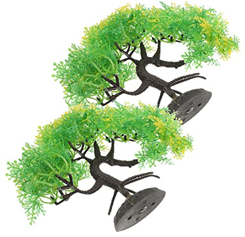 Yardwe 2st Aquarienlandschaft Bonsai-Baum-Aquarium Aquarienpflanzen Realistisch Gefälschte Aquarienpflanzen Bonsai-Baum Wasser Aquarium-Kiefer Anlage Plastik Künstlich Aqualandschaft