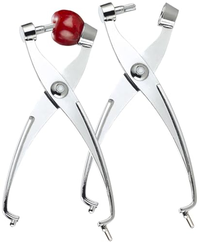 Rosenstein & Söhne Kirschen Entkerner: 2er-Set 2in1-Kirschentkerner-Zange & Olivenentkerner aus Vollmetall (Küchenwerkzeug, Entkerner-Zange, Backen)