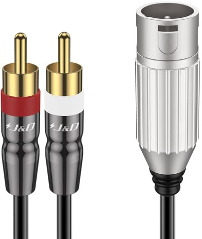 J&D XLR 3 Pin auf Cinch Stereo Audio Kabel - XLR Stecker auf 2 x Phono RCA Stecker Adapter Y Splitter Patch Kabel für Lautsprecher, Kondensator Mic, Mixer, AMP - 0,9 M