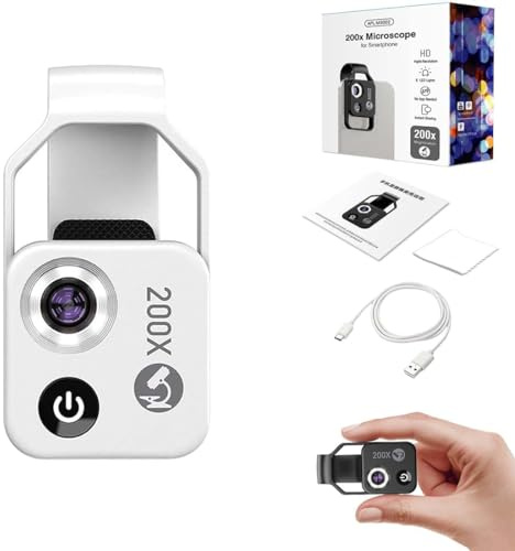 Tibue Nano Zoom 200x Magnification Zoom, Nanozoom for iPhone, Universal Clip (White)