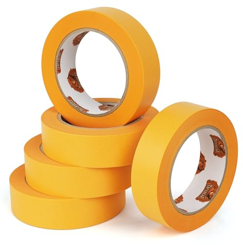 TAPEBEAR Ruban de Masquage Avancé pour Surface Délicate 30mm x 50m, 5x Adhésif Sans Laisser de Résidus, Résistant aux UV, Lignes de Peinture Tranchantes Pour Intérieur et Extérieur, Peindre, Rénover