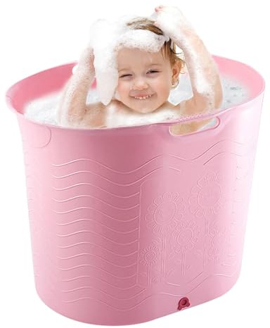 Baby Dusche Badewanne, Kleinkinderbadewanne, Bequeme Hochtemperaturbeständige Babybadewanne mit Drainage, Großer Baby-Badeeimer für Familienreisen