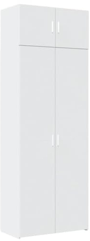 Willood Hochschrank Weiß 80x42,5x225 cm Holzwerkstoff Geeignet für Küche, Wohnzimmer, Schränke 80cm breit - sechs Fächer(225cm)