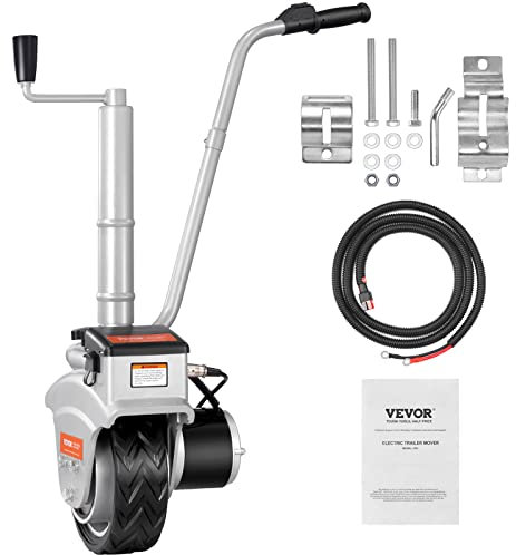 VEVOR Electric Dolly, 5000lbs Towing Capacity, 350W 12V Trailer Jockey Wheel, 22 ft/min Moving Speed, 12''-24.8'' Adjustable Clamp Height & 8'' Rubber Tire, for Moving Caravan Boat