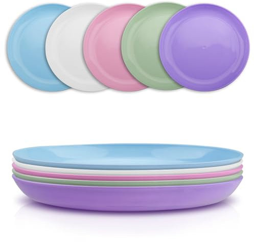 duisoad 10 Pièces Assiettes Incassables, Assiette Plastique Reutilisable Assiettes à Dessert pour Salades, Pâtes, Pique-Niques, Camping, Anniversaires, Réutilisable