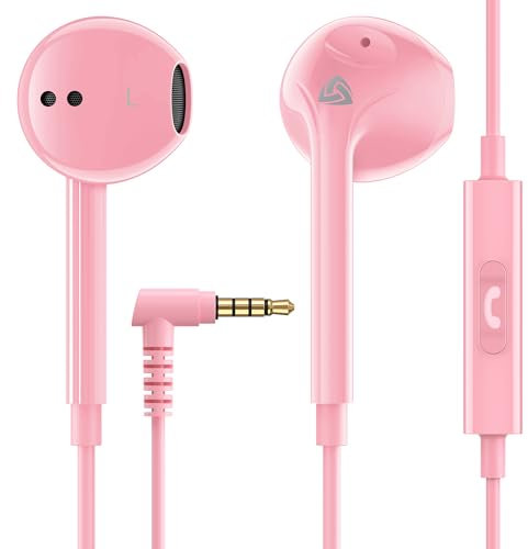 LUDOS Zenith Écouteurs, Garantie 2 Ans, Écouteur Intra-Auriculaires Filaires, Casque avec Microphone, Compatible avec Tablettes et Ordinateurs Portables Samsung, Huawei, iPhone, MP3 Players - Rose