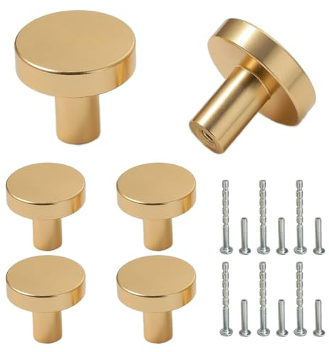 SingPai 6 Stück Single Hole Schubladengriff mit Schraube für alle Arten von Schränken und Schränke (Gold)