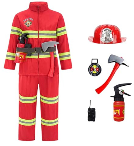 Générique Costume De Pompier Pour Enfant, Jeux De Rôle Pour Fêtes Costumées, Ensemble De Déguisement De Pompier Avec Casques, Extincteurs, Haches Et Talkies-walkies, Pompiers Cosplay Accessoires
