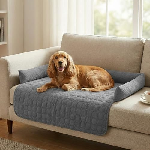 LiveGo Hundesofabett, Haustier-Couchbezüge, rutschfester Bezug für Hunde/Haustiere, atmungsaktiver Hundesofabezug, waschbares Hundebett für Sofa, Sofaschoner von Haustieren, Kühlmatte (Hellgrau, 90 x