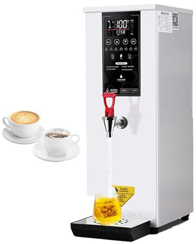 Hervidor de agua automático, calentadores de agua comerciales para bebidas calientes, para tiendas de té con leche y hoteles, hervidor de agua de 60 l con pantalla de temperatura y temporizador,White