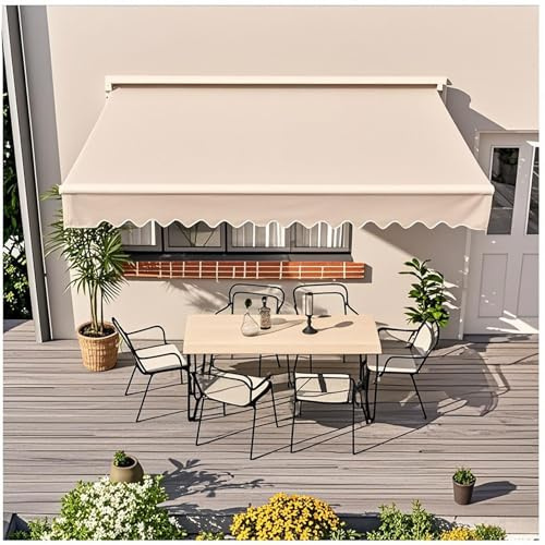 Tenda da Sole del Patio, Tettuccio Retrattile per l'ombra del Sole, Tessuto per Tende da Sole, Telo di Ricambio in Poliestere Resistente all'Acqua per Tende da Sole,Bianca,6.5x5ft/200x150cm