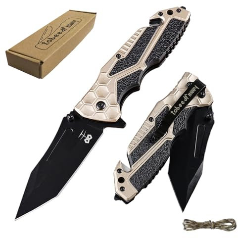 TobeedFnuuy Coltello Pieghevole Tascabile, 3-in-1 Multiuso Coltello da Caccia, Coltello Tascabile Portatile e Clip, Coltello Pieghevole da Esterno, Maniglia Antiscivolo Lama 440 Campeggio Regalo