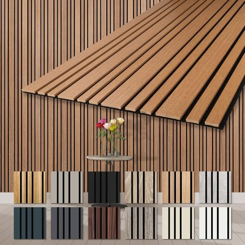 HEXIM Akustikpaneele 278x60cm Holz Mila - flexible Holzpaneele Platten Wandpaneele Wanddeko Kombipaneel Wandverkleidung Schalldämmung Akustikfilz braun (1.67m² Teak)