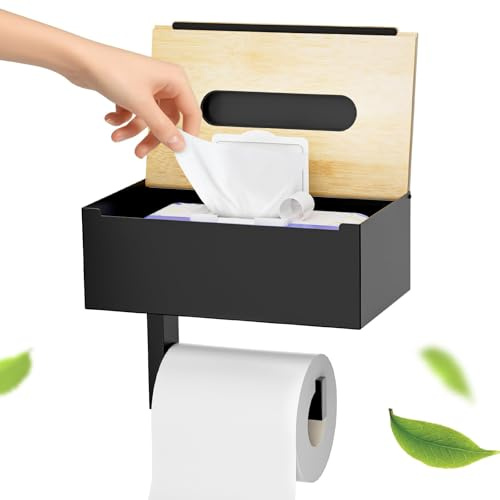 Porte-papier toilette avec boîte à lingettes humides, sans perçage, autocollant