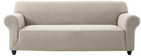 AMEHA High Stretch Sofa Cover 3 Seater Spandex Elastic Fit Slipcovers T Shape Non Slip Loveseat Couch Covers Furniture Protector - 3 Seater, Beige